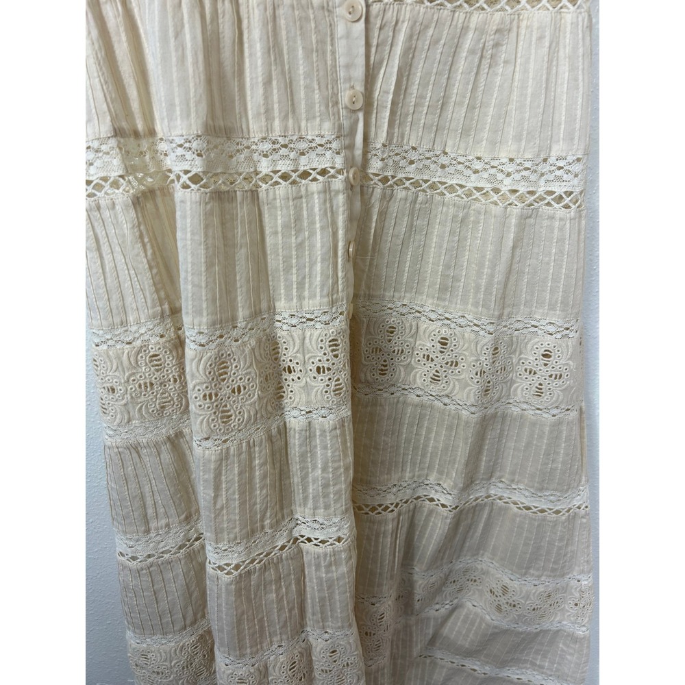 Reformation Elsie Long sleeve Lace Cotton Midi Dress Almond Sz 2 - Picture 7 of 8